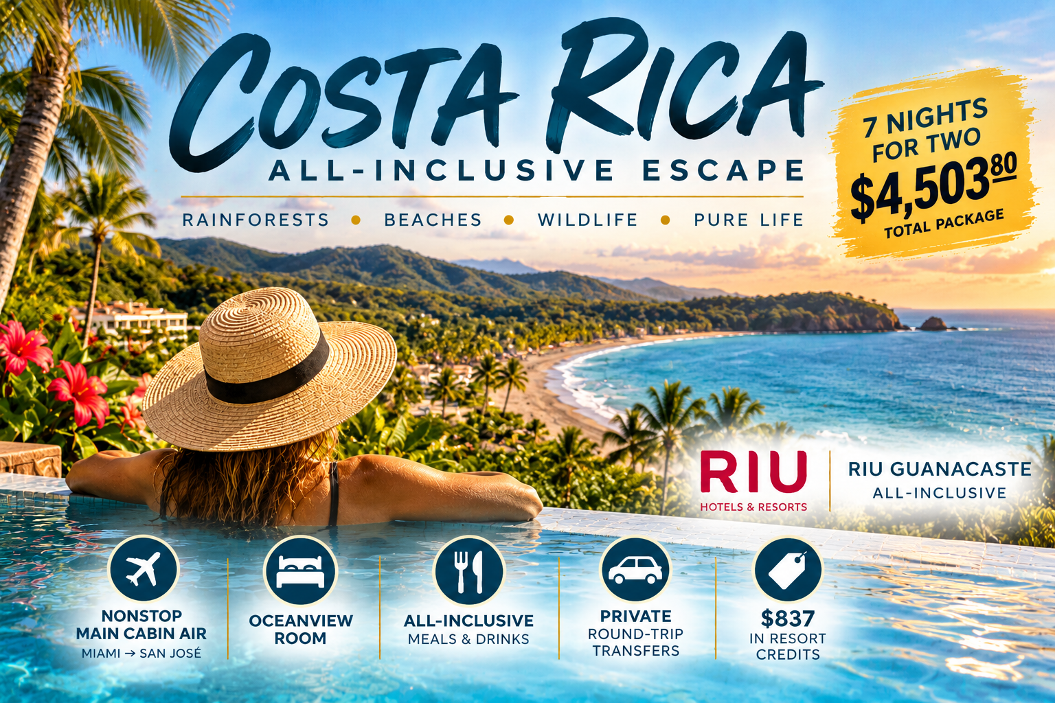 Costa Rica all-inclusive escape: 7 nights at Riu Guanacaste with nonstop airfare from Miami